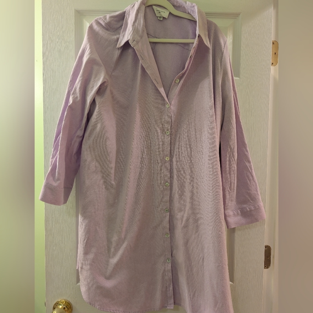XXXL Pomander Place Lavender Button-Up Shirt Dress - Picture 2 of 5